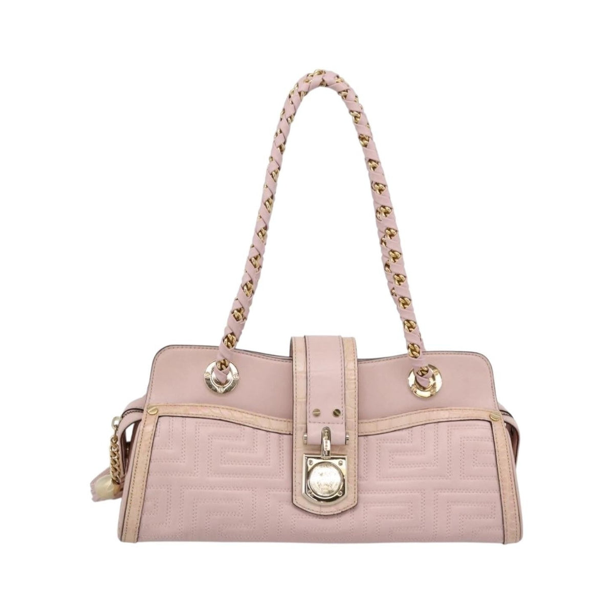 Versace Vintage Tote Leather, Pink, Leather, Tote Bag