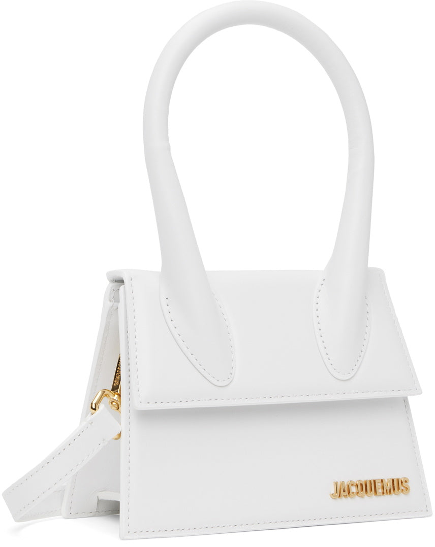 Jacquemus Le Chiquito Moyen Bag Leather, White, Leather, Shoulder Bag
